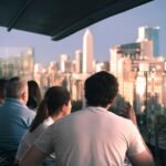 darling, terrace, building, buildings, people, shades, nature, sun, sunset, afternoon