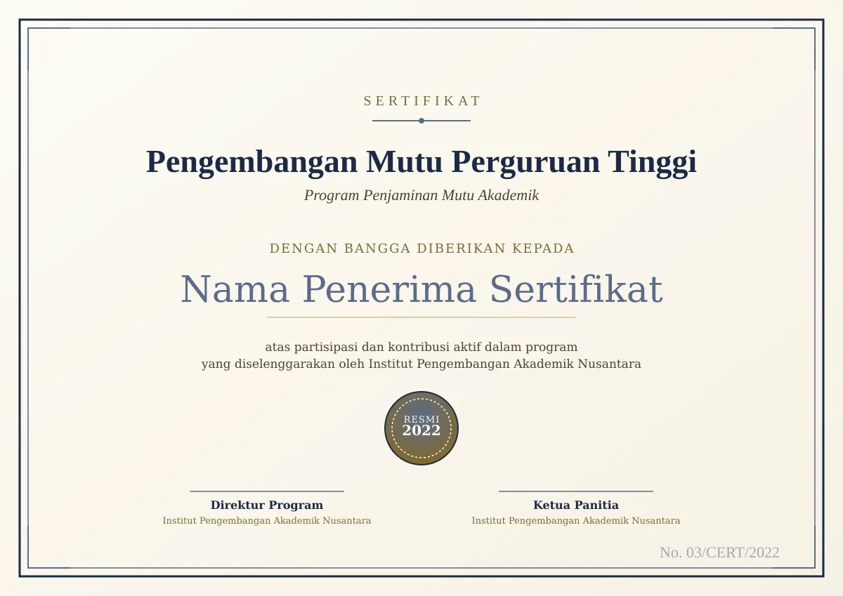 Sertifikat Pengembangan Mutu Perguruan Tinggi